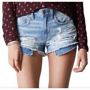 American Eagle Hi-Rise Festival Pocket Ripped Denim Jean Shorts Size 6